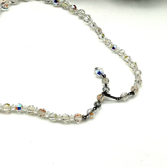 Vintage Aurora Borealis Crystal Beaded Necklace With Hook Clasp - Picture 4 of 6